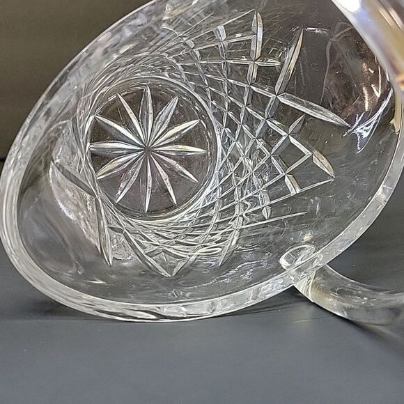 Vintage Galway Irish Crystal Basket w/ Handle 7"x4"x9" Diamond Pattern - Picture 4 of 9